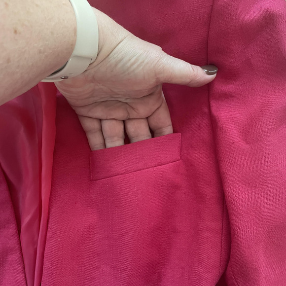 Vintage 90s Sasson Blazer Women 12 Pink Double Breasted Lined‎ Career Jacket - Picture 6 of 14